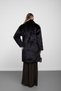 Black Jacket-Style, Single-Button, Long-Haired Faux Fur Coat with Fur-Trimmed Trim - 8