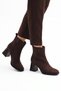 Women's Brown Suede-Look Chunky Block Heel Boots.