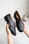 Women's Genuine Leather Asymmetrical Cut Open-Side Flat Shoes. - 3