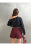 Crep Women's Belted Skort – Wrap-Style Mini Skort with Hidden Zipper, Burgundy. - 6