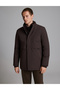 Dark Brown Stand-Up Collar Coat 50330215-Vr084