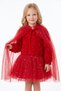 Girls' Evening Dress with Cape, 3D Rose and Star Tulle, Birthday, Special Occasion, Rose Wedding Party Dress, Ages 1-6. - 4