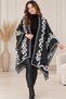 Women's Black and White Ethnic Patterned Scarf – Stylish and Modern Design.