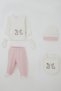 Baby Girl Hospital Outfit, 5-Piece Set, Cute Bunny Friends Embroidery, 0-3 Months, White. - 2
