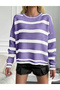 Bluza Oversize, Mov/Alb - 3