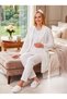 New Season Ecru Shawl Collar Nursing-Friendly Custom Design Long-Sleeve Maternity and Postpartum Robe and Pajama Set. - 7