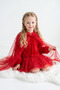 Girls' Evening Dress with Cape, 3D Rose and Star Tulle, Birthday, Special Occasion, Rose Wedding Party Dress, Ages 1-6. - 3