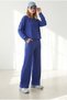 Women's Saks Blue Pants Blouse Loose Fit Yumoş Set Tkm-19000472 - 4