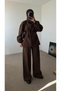 Zippered Belted Trouser Suit - Bitter Brown