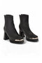 Stylish and Comfortable Black Women's Heeled Boots with Zipper and Fleece Lining 26K414-2 - 4