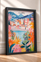 Floral Town Framed Painting on the Shore of Lake Como, Italy Poster, Living Room, Kitchen, Wall Decor, Itp170. - 2