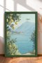 Capri Lemon Trees and Bay View Framed Painting, Italy Poster, Living Room, Kitchen, Wall Decor, Itn020.