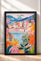 Floral Town Framed Painting on the Shore of Lake Como, Italy Poster, Living Room, Kitchen, Wall Decor, Itp170. - 3