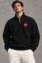 Half-Zip Sweatshirt with a Turkish Flag Print and a Stand-Up Collar.
