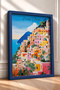 Positano Dome-Shaped Buildings and Sailboat Framed Poster, Italy Poster, Living Room, Kitchen, Wall Decor, Itp194. - 2