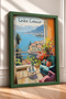 Lake Como, Flower-Patterned Balcony with a View, Framed Painting, Italy Poster, Living Room, Kitchen, Wall Decor, Itp179. - 2