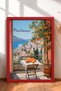 Positano Manzaralı Orange-Themed Framed Painting, Italy Poster, Living Room, Kitchen, Wall Decor, Itp193.
