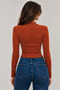 Women's Glittery Half Turtleneck Ribbed Knit Crop Top - 3