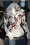 White Sakura Flower Hooded Long Sleeve Crop Top