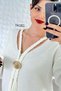 V Neck Button Detail Knitwear Blouse 7K161