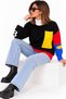 New Season Women's Turtleneck Color Block Knit Sweater with Pocket Detail, Oversized Fit. - 4