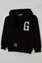 Boys' Hooded Sweatshirt with Zipper, Featuring a Letter'G' Print on the Back, Ages 10-13, Black. - 3