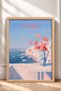 Portofino Coast and Poppies in a Pitcher – Framed Painting, Italy Poster, Wall Decor, Itn016. - 3