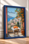 Positano Manzaralı Orange-Themed Framed Painting, Italy Poster, Living Room, Kitchen, Wall Decor, Itp193. - 2
