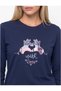 Women's Thermal Pajama Set, Navy Blue, with a Plaid Pattern. - 4