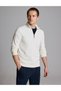 Ecru 3-Thread Regular Fit Zippered Stand-Up Collar Basic Sweatshirt 50334032-Vr019 - 4