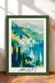 Amalfi Bay and Sailboats Framed Painting, Italy Poster, Living Room, Kitchen, Wall Decor, Itn018.