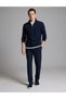 Navy Blue 3-Thread Regular Fit Zippered Stand-Up Collar Basic Sweatshirt 50334032-Vr033 - 4