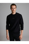 Black Mock Neck Sweatshirt with Collar Detail and Pattern 50331634-VR046