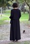 Black Modal Fabric Dress with Built-In Cape - 5