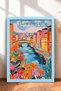 Florence, Stone Bridge, and Colorful Houses – Framed Painting, Italy Poster, Wall Decor, Itp173.