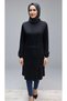 Women's Middle-Aged and Older Winter Tunic with a Cycling Collar, Stone-Embellished Front, and Elasticed Sleeves. - 3