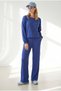 Women's Saks Blue Pants Blouse Loose Fit Yumoş Set Tkm-19000472