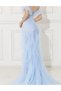 Rochie lunga, albastru deschis - 5