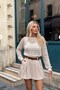 Women's Ecru Mesh Knit Sweater - 2