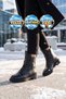 Black Genuine Leather Women's Boots, Anatomical Insole, Lace-Up, Zipper Closure, Rubber Sole, Combat Boots 9866. - 2