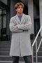 Men's Stylish Classic Long Grey Coat - 6