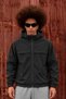 Men's Stand-Up Collar Hooded Casual Seasonal Black Raincoat