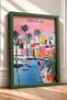 Palm Trees and Boats in the Venetian Harbor – Framed Painting, Italy Poster, Wall Decor, Itp204. - 2