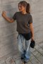 Women's Crew Neck Short Chic Coffee Knit Sweater - 5