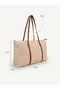Cream - Taba Shk357 Large Capacity, with Strap, with Zipper, Everyday Shopper Shoulder Bag. - 8