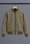 Men's College Collar Zippered Bomber Seasonal Khaki Raincoat - 6