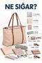 Cream - Taba Shk357 Large Capacity, with Strap, with Zipper, Everyday Shopper Shoulder Bag. - 3