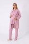 Maternity Pajama Set with Robe, 3-Piece Set, with Bow and Lace Details, Buttoned, Nursing-Friendly.