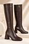 Ballety Crocodile-Patterned Square-Toe Chunky-Heel Zippered Women's Boots.