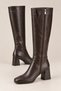 Ballety Crocodile-Patterned Square-Toe Chunky-Heel Zippered Women's Boots. - 2